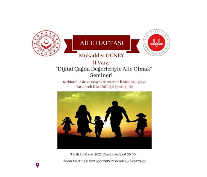 Dijital Çağda Değerleriyle Aile Olmak Konulu Seminer Gerçekleştirilecek.