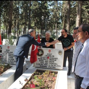 Kutsal vatan toprağını korumak için canını siper eden kahraman şehitlerimizi,çok kıymetli şehit ailelerimiz,il protokolü ve Valimiz Sn.Ali Hamza Pehlivan'ın da katılımıyla Şehitlikte dualarla andık.Aziz şehitlerimizin ruhları şad olsun. - fotoğraf 1