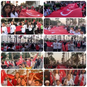 Cumhuriyetimizin 100.Yıl kutlamasında Mersin Valiliğimiz himayesinde 'Cumhuriyet Bayramı Fener Alayı Yürüyüşü'ne çocuklarımız ve personellerimizle katıldık. - fotoğraf 1