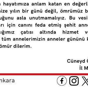 İl Müdürümüz Sayın Cüneyd ÖZDEMİR’in Anneler Günü Mesajı;  - fotoğraf 2