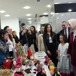 Aile ve Sosyal Hizmetler Bakanımız Göktaş, Meclis'te engelli öğrencilerin resim sergisini gezdi. - fotoğraf 3