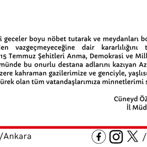 İl Müdürümüz Sayın Cüneyd ÖZDEMİR’in '15 Temmuz Demokrasi ve Milli Birlik Günü' Mesajı - fotoğraf 2