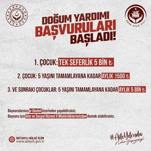📣 Doğum Yardım Başvuruları Başladı.