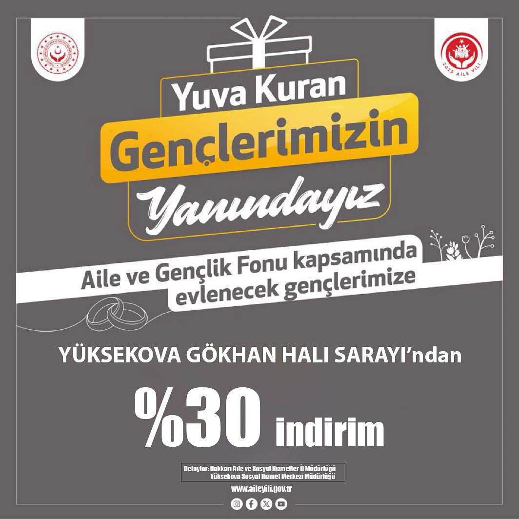 Yüksekova Gökhan Halı Sarayı’ndan; Yeni Evlenecek Gençlere “Bir olalım Destek olalım” Kampanya Desteği