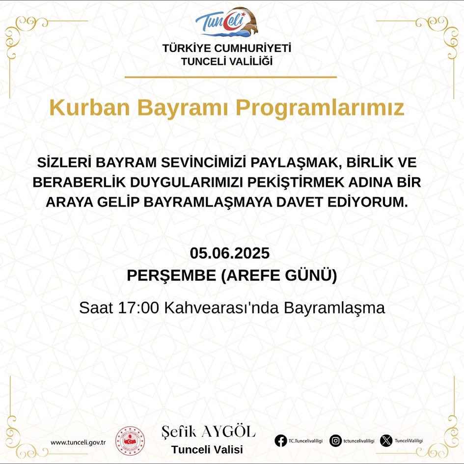Kurban Bayramı Programı