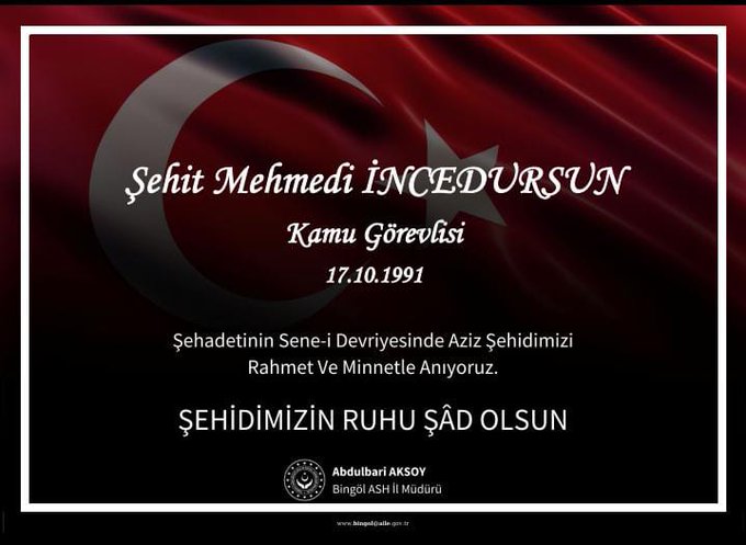 Şahedetinin sene-i devriyesinde şehidimize rahmet diliyoruz. Mekanı cennet makamı Âli olsun.  