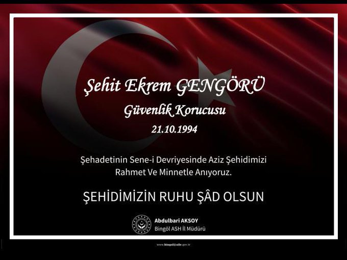Şahedetinin sene-i devriyesinde şehidimize rahmet diliyoruz. Mekanı cennet makamı Âli olsun.     
