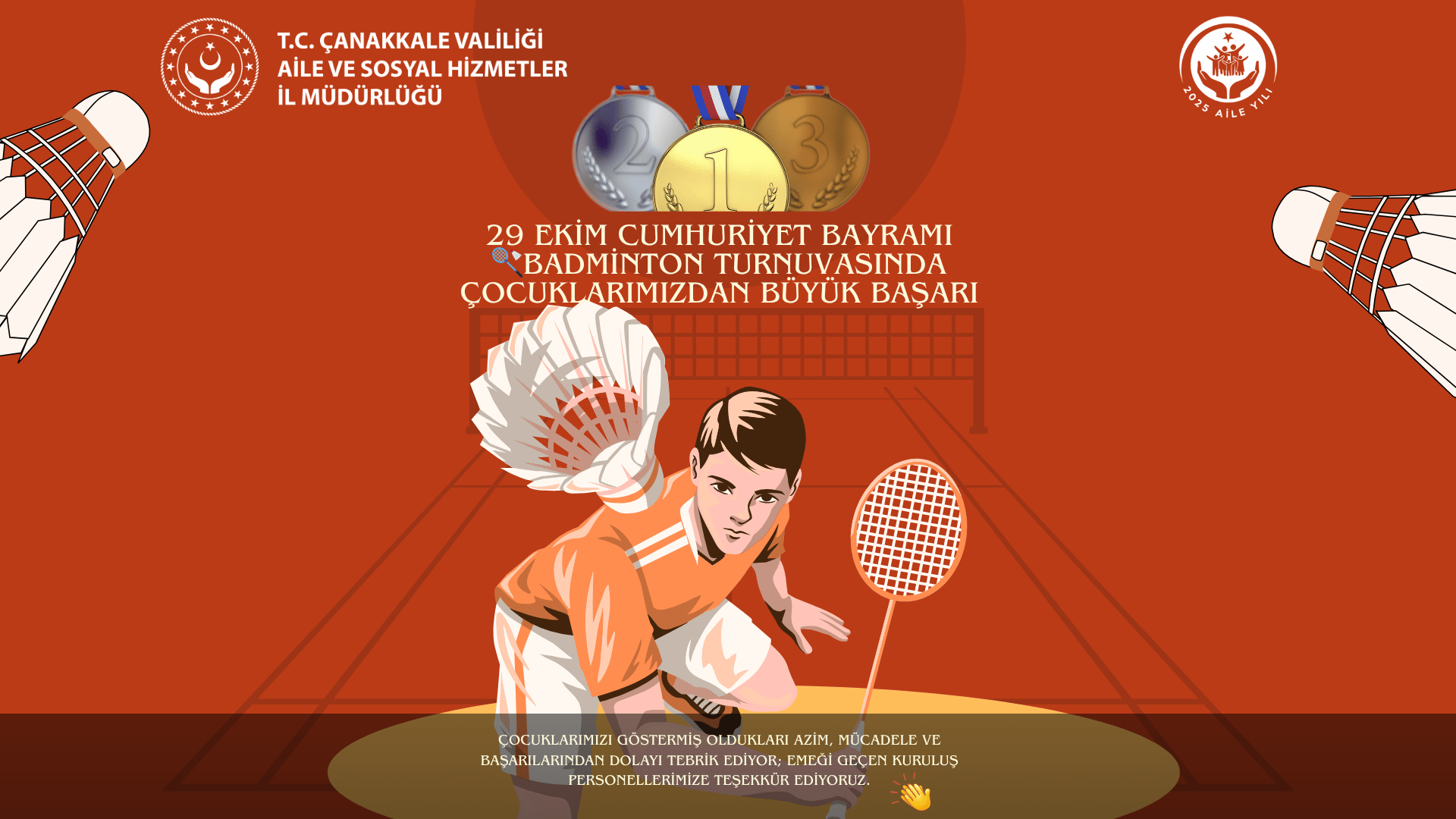 🏸 29 Ekim Cumhuriyet Bayramı Badminton Turnuvasında Çocuklarımızdan Büyük Başarı!
