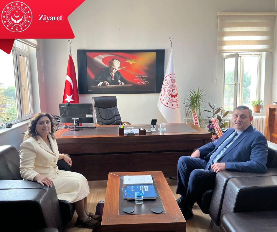  İl Müdürümüz Sayın Emine BÖÇKÜN, Sanayi ve Teknoloji İl Müdürü Sayın Mehmet ŞAFAK’ı Makamında Ziyaret Etti