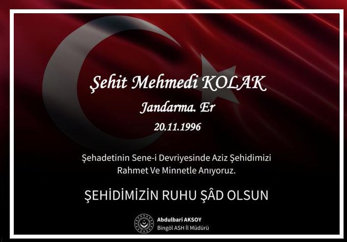 Şahedetinin sene-i devriyesinde şehidimize rahmet diliyoruz. Mekanı cennet makamı Âli olsun.  