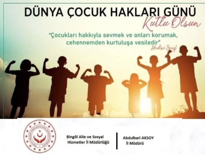 İl Müdürümüz Sayın Abdulbari Aksoy’un Dünya Çocuk Hakları Günü mesajı:
