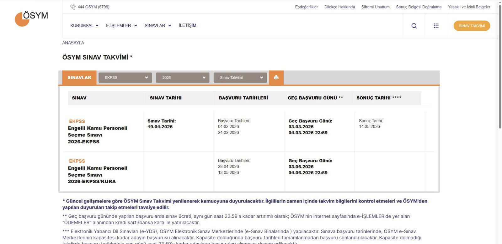 2026 Yılı EKPSS Başvuru Tarihleri Açıklandı