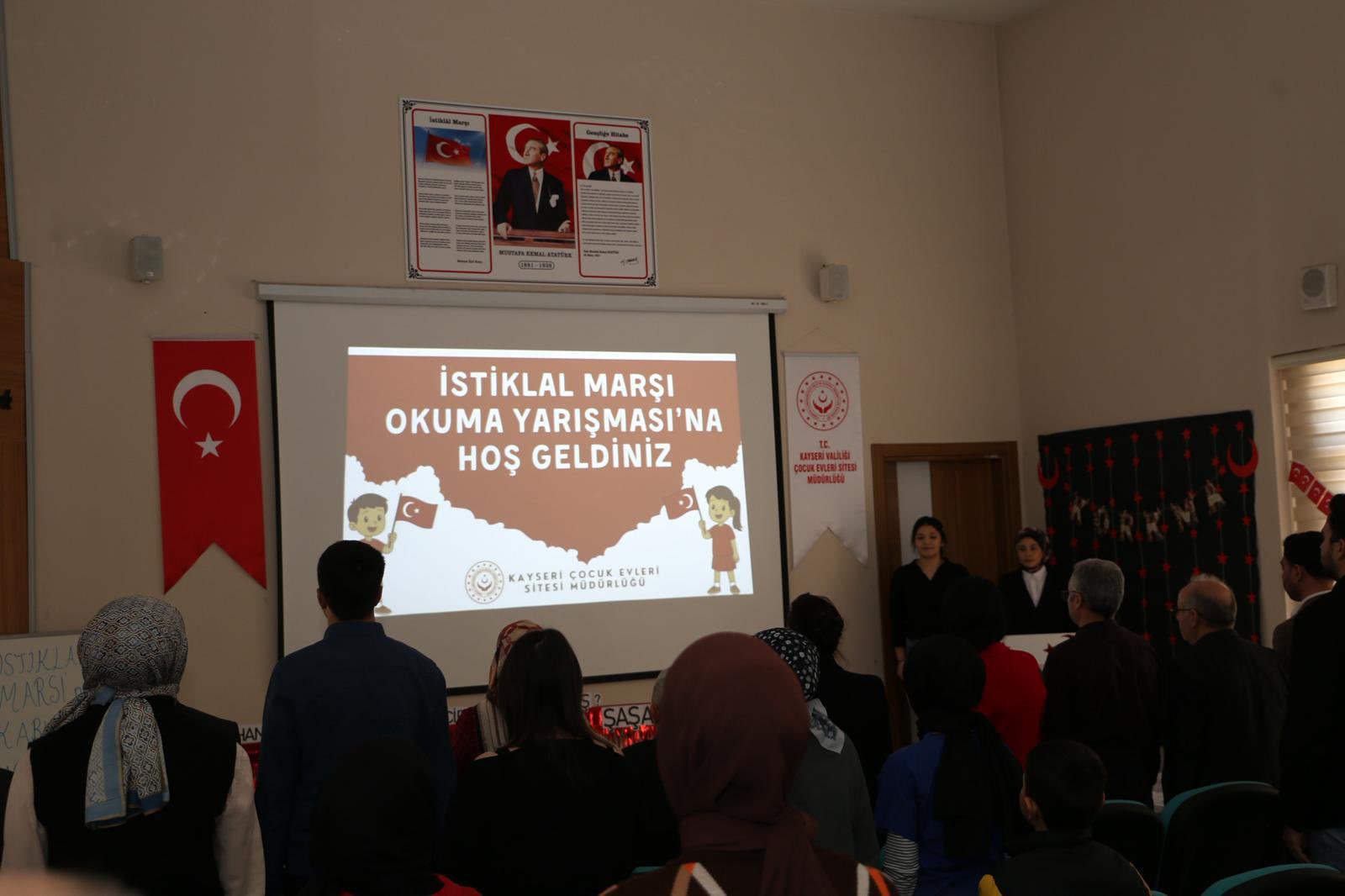 Kayseri Çocuk Evleri Sitesi’nde İstiklal Marşı’nı Güzel Okuma Yarışması Düzenlendi