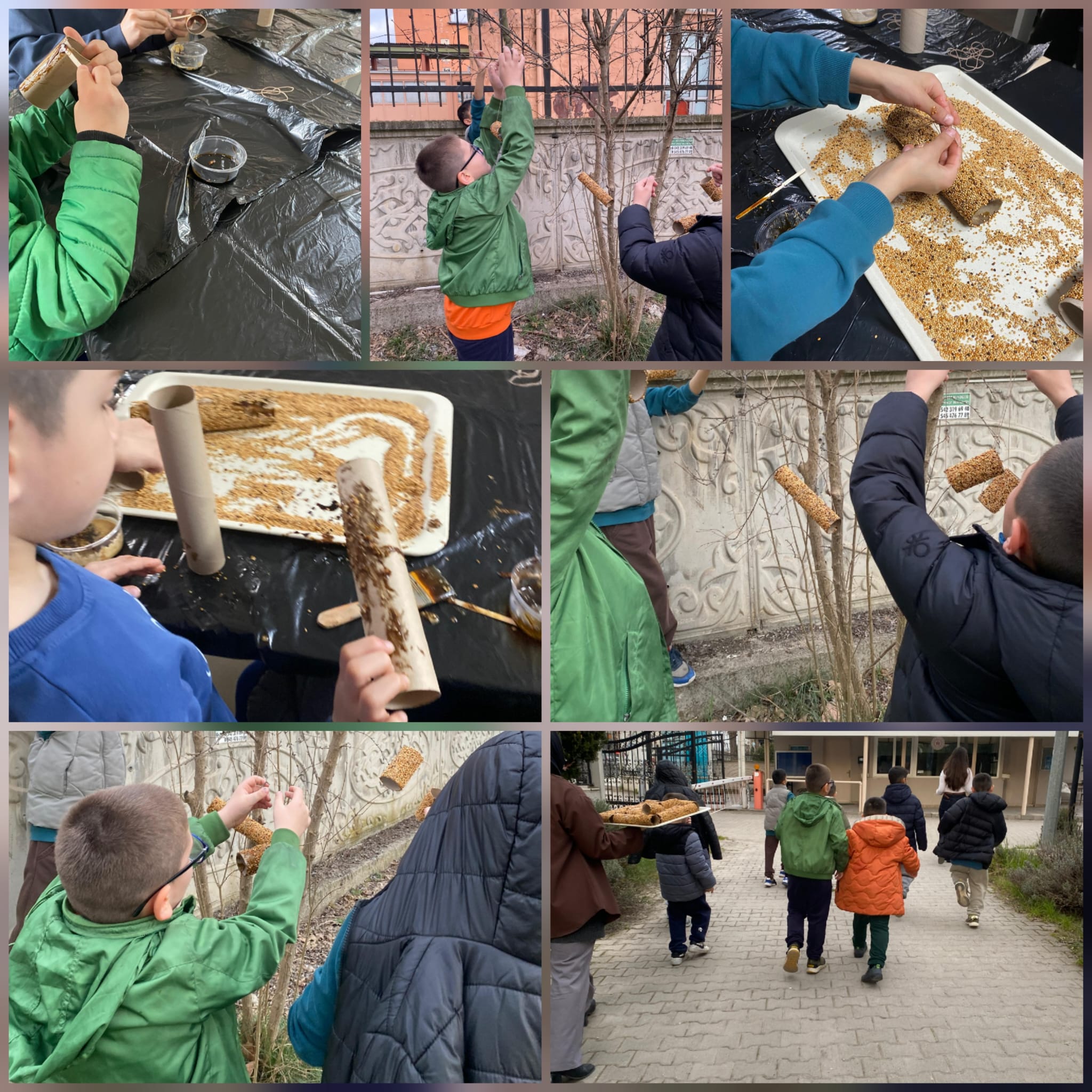 Minik Eller Doğa İçin Buluştu: Kuşlar İçin Sevgiyle Hazırlanan Yemler Ağaçlarda