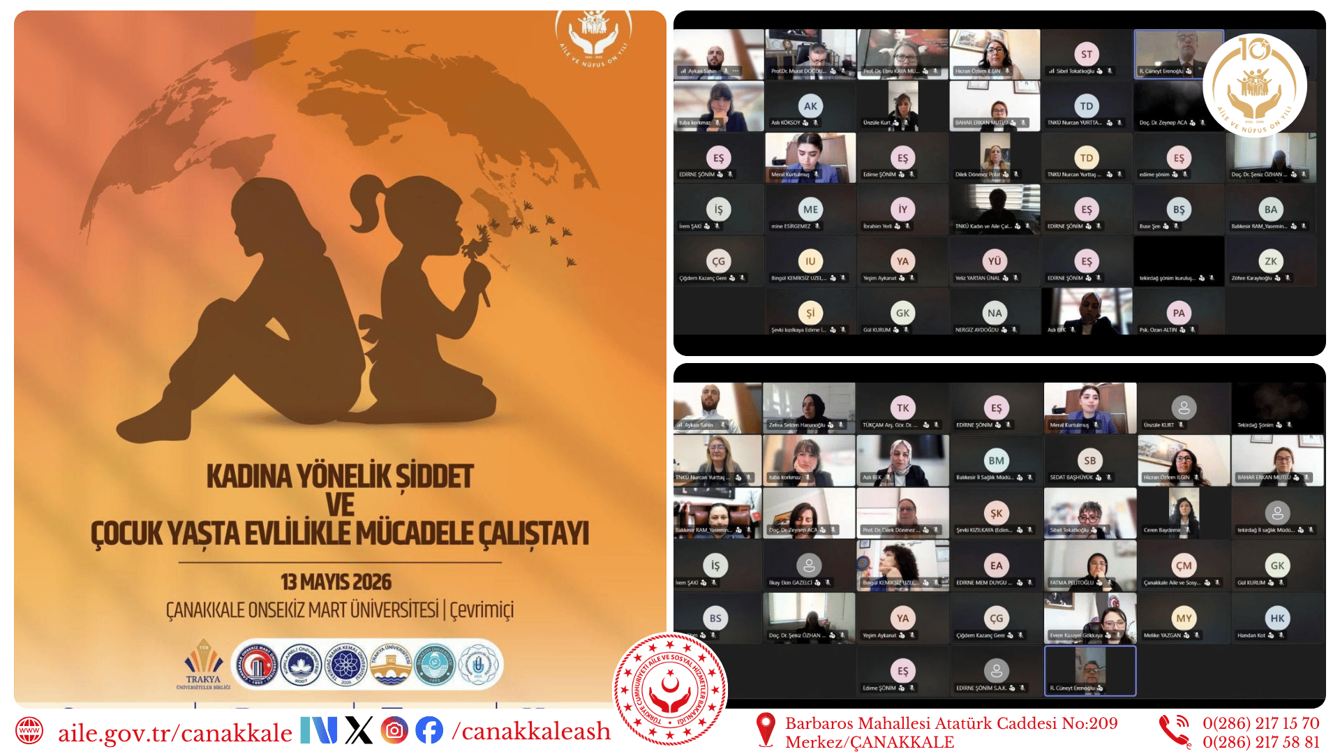 Kadına Yönelik Şiddet ve Çocuk Yaşta Evlilikle Mücadele Çalıştayı