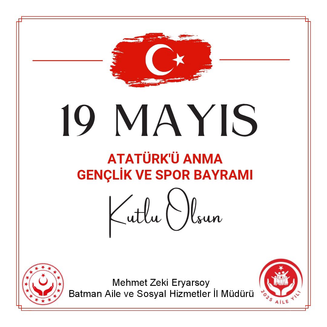 19 Mayıs Atatürk’ü Anma Gençlik ve Spor Bayramı Kutlu Olsun.