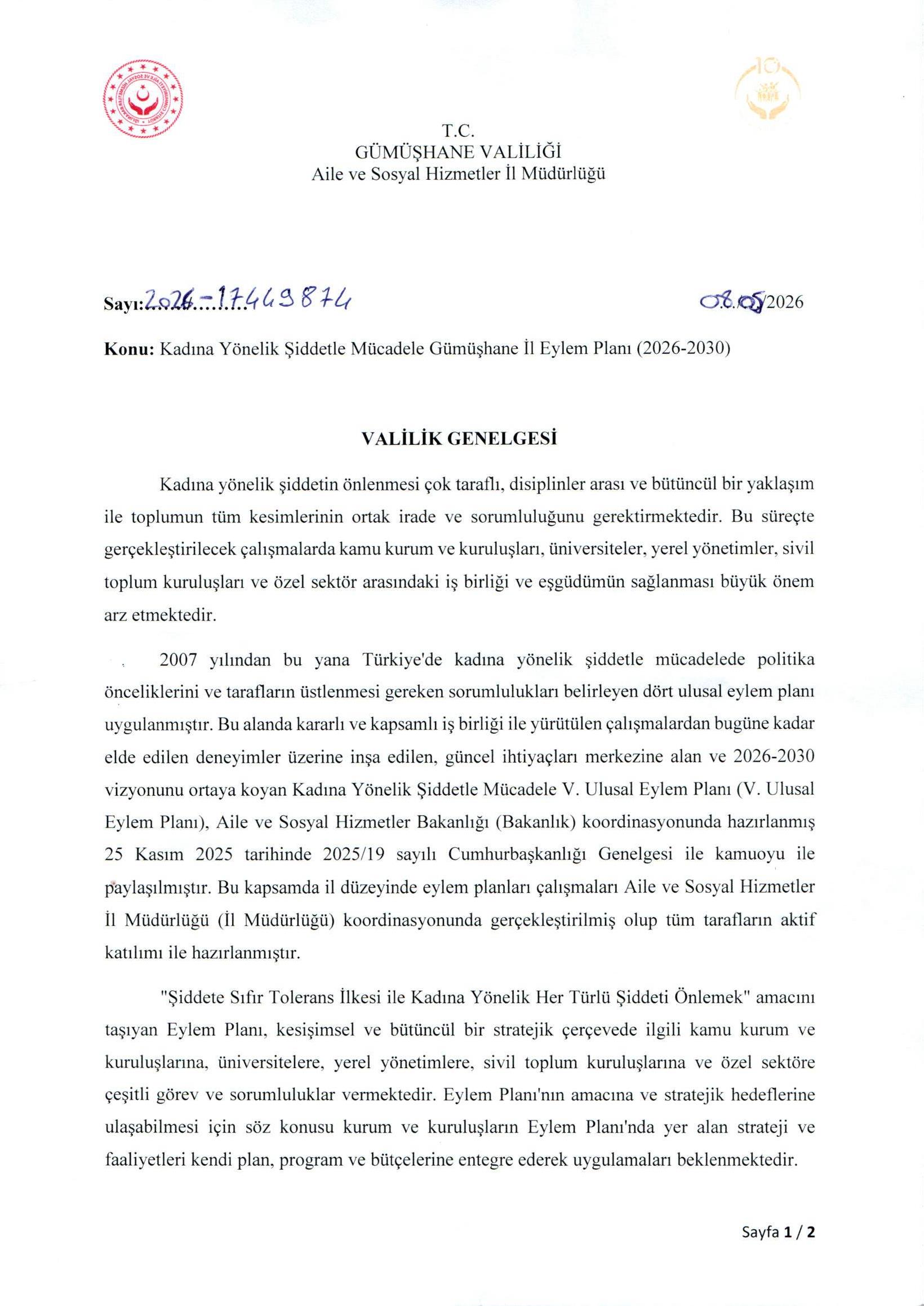 Kadına Yönelik Şiddetle Mücadele Gümüşhane İl Eylem Planı (2026-2030)