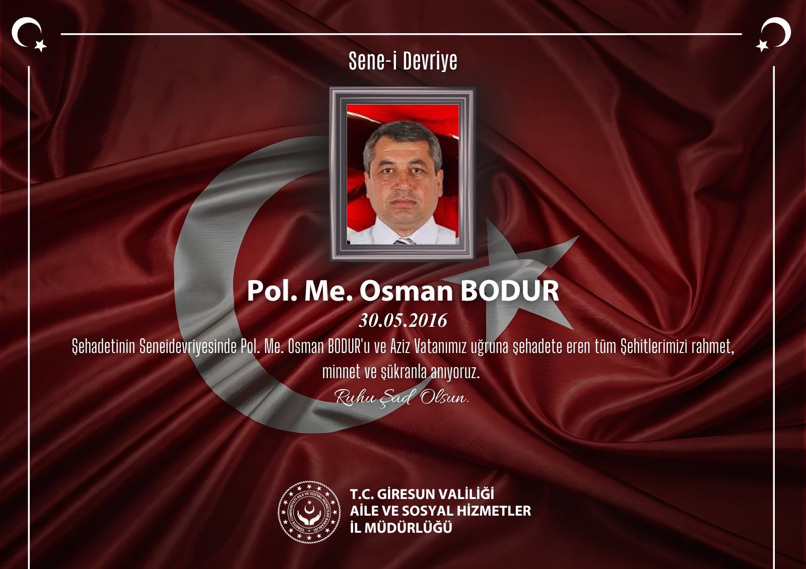 Kahraman Şehidimiz Pol. Me. Osman BODUR'u Saygı, Rahmet ve Minnetle Anıyoruz