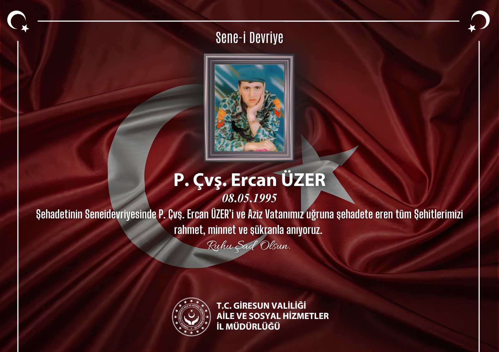 Kahraman Şehidimiz P. Çvş. ERCAN ÜZER’i Saygı, Rahmet ve Minnetle Anıyoruz  Metin Taslağı