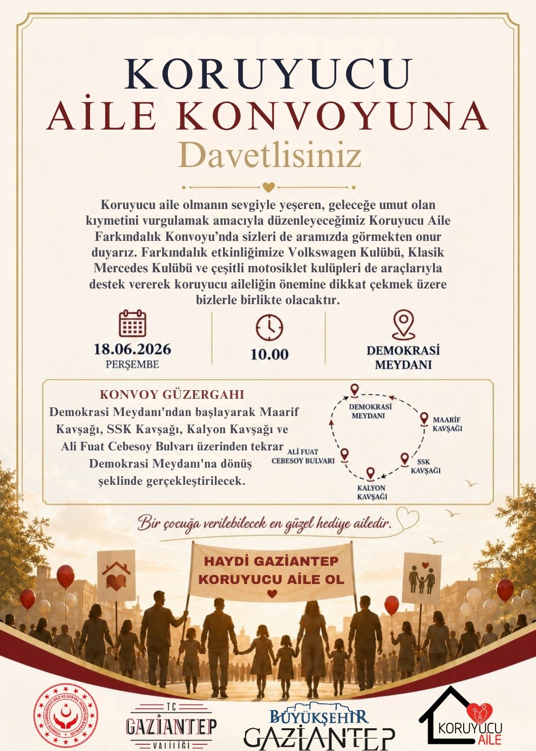🌿🚗 Haydi Gaziantep, Koruyucu Aile Farkındalık Konvoyunda Buluşalım!