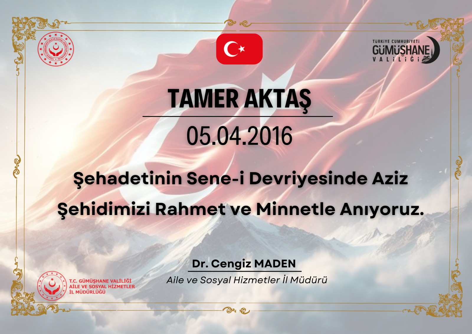 Şehadetinin Sene-i Devriyesinde Aziz Şehidimizi Rahmet ve Minnetle Anıyoruz 