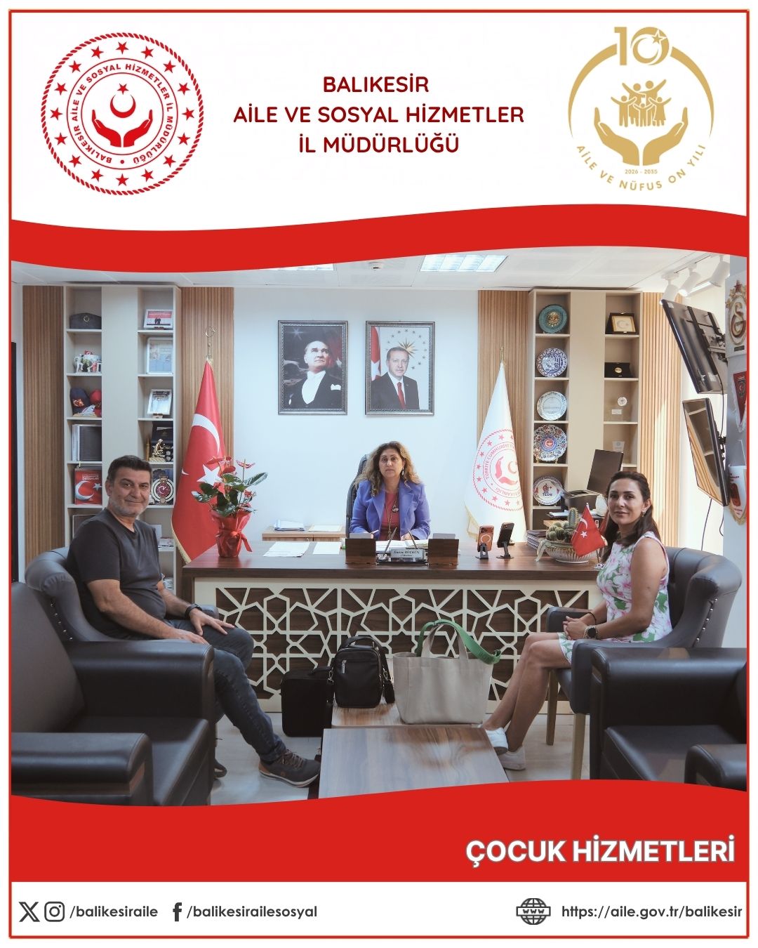Edremit Cici Melekler Kreş ve Gündüz Bakım Evi Müdürü Melek TUNCER İl Müdürümüz Sayın Emine BÖÇKÜN’ü Ziyaret Etti