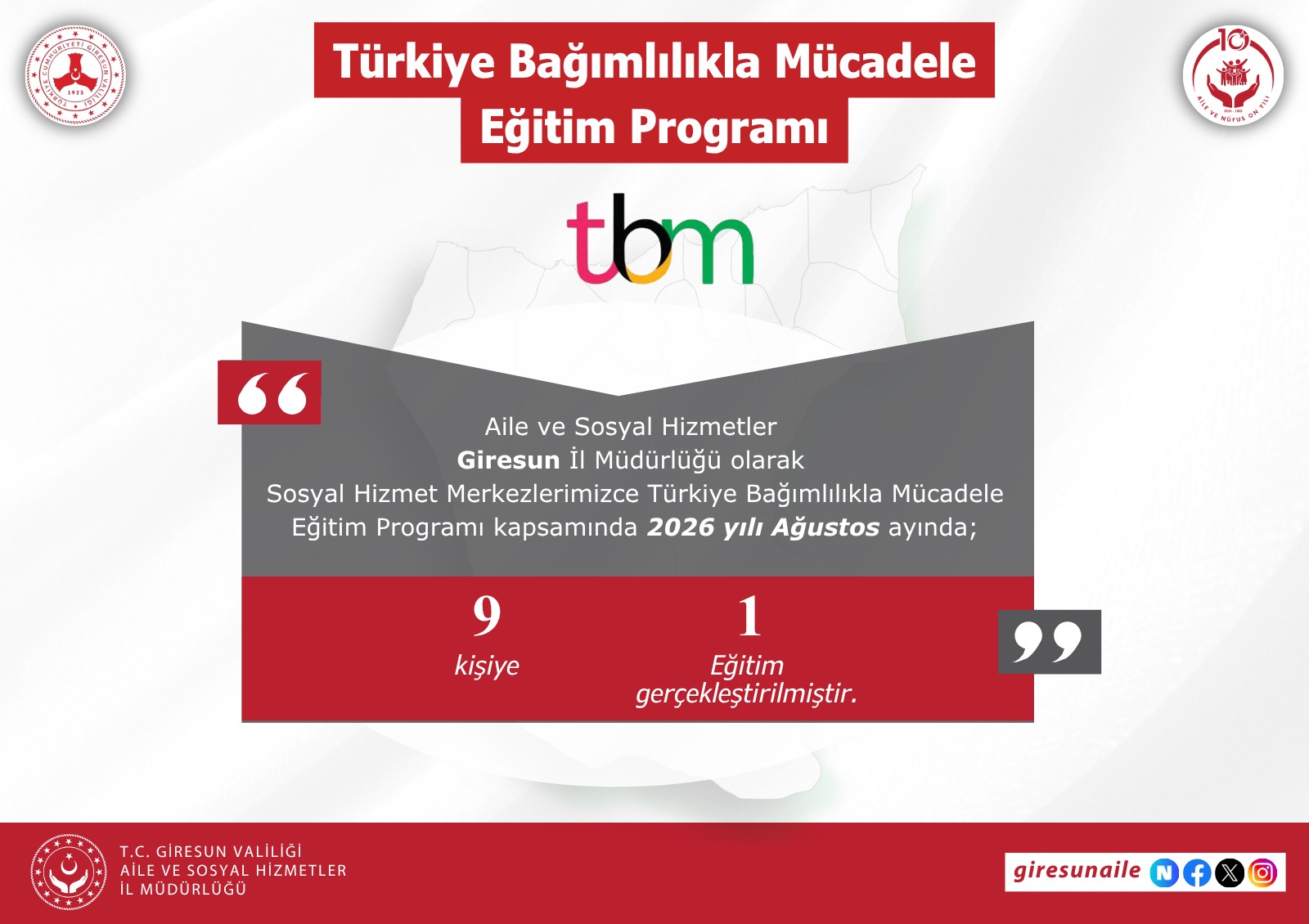 Ağustos Ayı Hizmet Verilerimiz