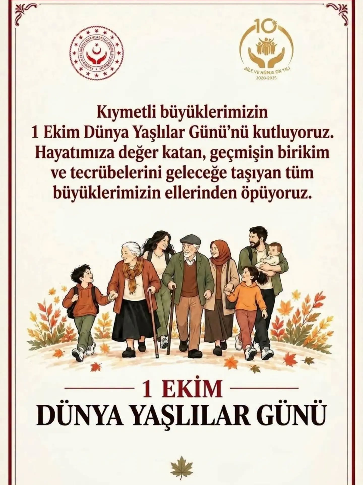 1 Ekim Dünya Yaşlılar Günü Kutlu Olsun