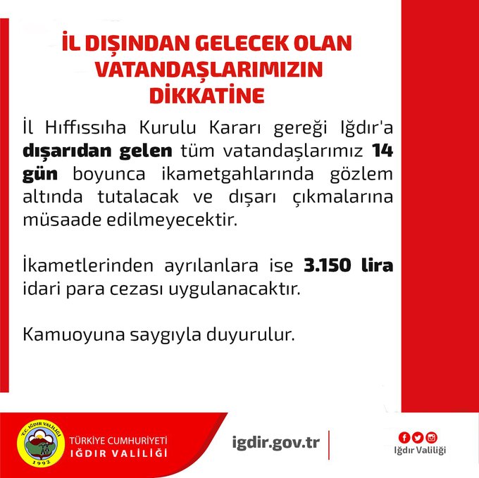 İl Dışından Gelecek Vatandaşlarımızın Dikkatine!