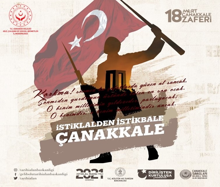İl Müdürümüz Galip SÖKMEN’in, “18 Mart Çanakkale Zaferi ve Şehitleri Anma Günü” Mesajı;