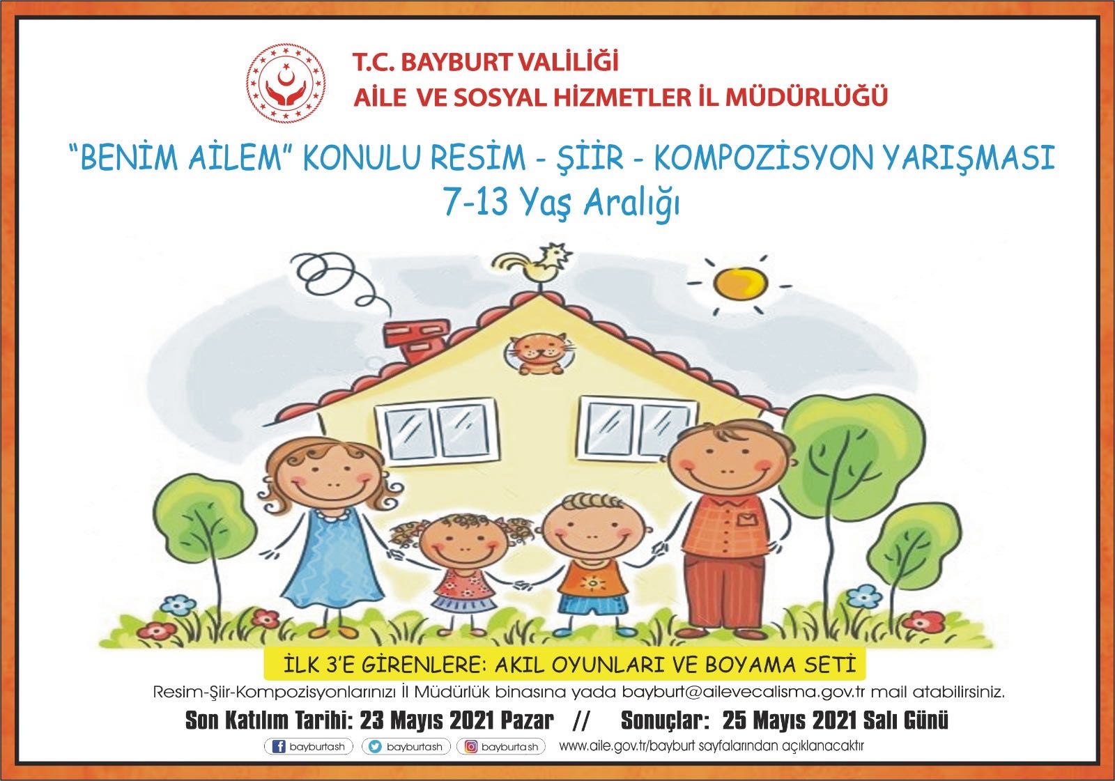 "Benim Ailem" konulu Resim-Şiir-Kompozisyon Yarışması (7-13 Yaş Aralığı)