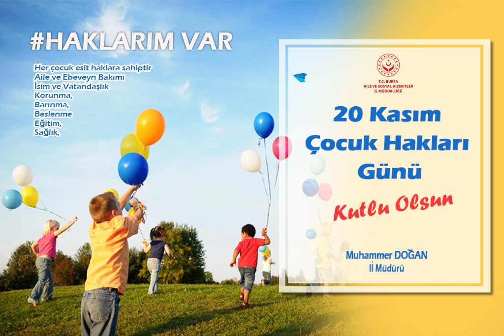İl Müdürümüz Muhammer DOĞAN’ın 20 Kasım Çocuk Hakları Günü Mesajı