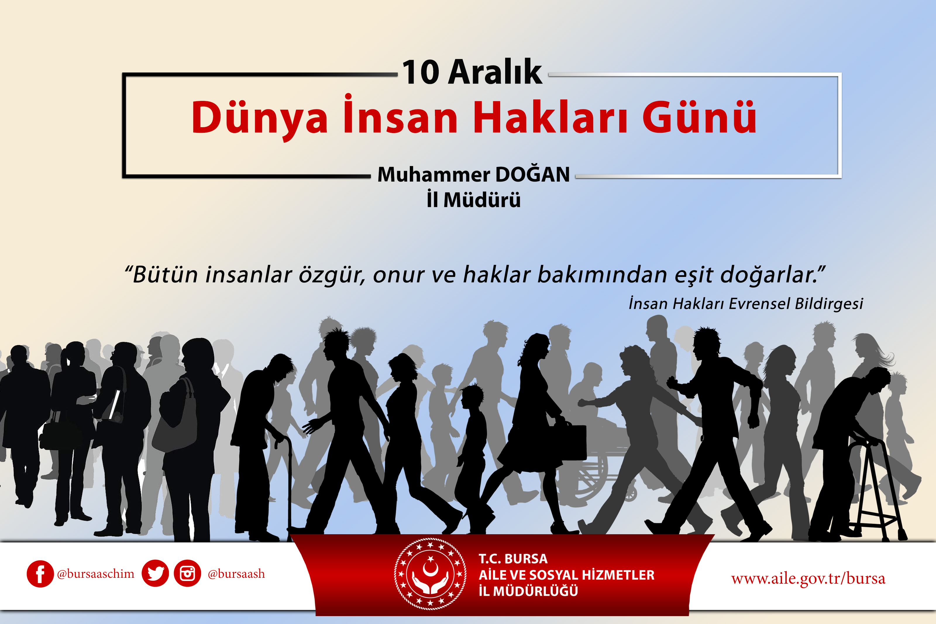 İl Müdürümüz Muhammer DOĞAN'ın 10 Aralık Dünya İnsan Hakları Günü Mesajı